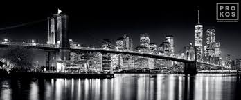 New york skyline at night black and white. New York Black White Photography Framed Art Prints By Andrew Prokos
