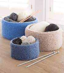 Pattern includes small, medium, and large basket. Knitting Pattern For Garter Stitched Baskets Easy Baskets In 3 Sizes Quick Knit In Chunky Yarn Finished Sizes Small 6 Knit Basket Quick Knits Chunky Yarn