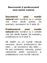 1 lecție de probă gratuită. Succesorul Èi Predecesorul Unui NumÄr Natural
