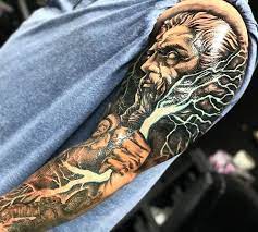 The Zeus sleeve @tattoo.sal #zeustattoo #sleevetattoo #tattoosformen #zeus #art #tattooart #realismtattoo #realistic… | Zeus tattoo, Body art tattoos, Greek tattoos