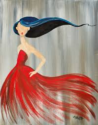 Easy Acrylic Painting On Canvas Girl In A Red Dress Fashion Illustration Style Easy Acrylic Pa Acrylic Painting Canvas Simple Acrylic Paintings The Art Sherpa