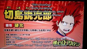 And also, don't post the whole profile down in the comments. Kirishima Info Card Kirishima Hero Academia Characters Sakura And Sasuke