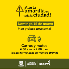 0, 2, 4, 6, 8; Se Mantiene El Pico Y Placa El Fin De Semana Por Alerta Amarilla En Bogota La Fm