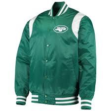 New York Jets Starter Prime Time Twill Satin Varsity Full Snap Jacket Green White Walmart Com
