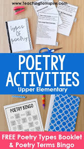 Upper Elementary Poetry Activities Free Printable Booklet And Bingo Game Homeschool Giveaways Poetry Activities Elementary Poetry Activities Elementary Poetry
