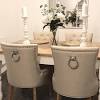 Knocker back crush velvet dining chairs. 1