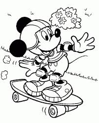 Mickey Mouse With His Skateboard Coloring Page Online For Kids Letscolorit Com Mickey Mouse Coloring Pages Disney Coloring Pages Free Mickey Mouse Printables