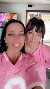 My twin sissy and I rocking our pink TK jerseys.