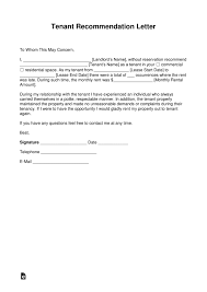 Free Landlord Recommendation Letter For A Tenant With Samples Pdf Word Eforms Free Fillable For Letter Of Recommendation Being A Landlord Lettering