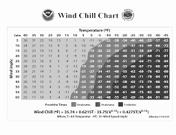 Will it be modest like the cooling from the late 1940s to late 1970s? Wind Chill Chart