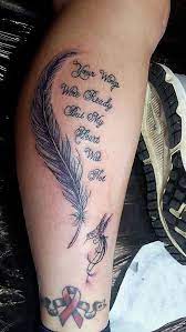 I would like this down my arm in latin. Feather Memorial Gonebutnotforgotten Family Tattoo Color Lettering Studio13tattoomg Tatuering