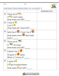 Word problems (grade 1) examples, solution, videos, and songs to help kindergarten kids learn how to use addition and subtraction within 20 to solve word problems involving situations of adding to, taking from, putting together, taking apart, and comparing, with unknowns in all positions, e.g., by using objects, drawings, and equations with a. 1st Grade Subtraction Word Problems