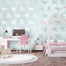 I love wallpaper space unicorn childrens glitter wallpaper teal. Holden Decor Iridescent Unicorns Teal Silver Wallpaper 90950