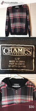 Champs Sports Plaid Hoodie Sweatshirt Size S P X Good