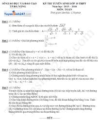 Trong đó, trung tâm gdtx số 1: Ä'á» Thi Tuyá»ƒn Sinh Vao Lá»›p 10 Mon Toan 2015 Ä'a Náºµng