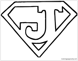 Superman breaks a strong chain. Letter J Superman Logo Coloring Page Free Coloring Pages Online