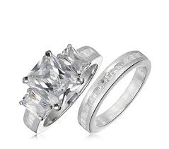 Michelle Mone For Diamonique 7ct Tw Simulated Diamond Ring Set Sterling Silver Qvc Uk