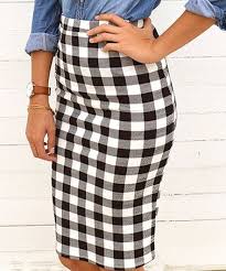 Black And White Plaid Pencil Skirt Black White Gingham Pencil Skirt Pencil Skirt Black Gingham Top Skirts