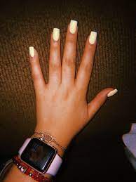 Short Square Nails Light Yellow Gel Polish Beautifulshortnailsdesign Acrylic Nails Yellow Orange Nails Short Square Nails