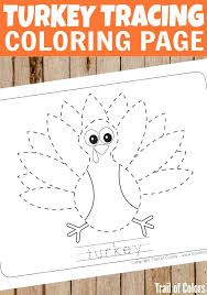 Cute Turkey Tracing Coloring Page For Kids Trail Of Colors Thanksgiving Coloring Pages Thanksgiving Worksheets Preschool Turkey Coloring Pages