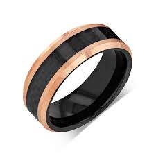 Black And Rose Gold Mens Wedding Band Tungsten Black Tungsten Wedding Band Rose Gold Carbon Fiber Wedding Etsy Rose Gold Wedding Bands Tungsten Wedding Bands Mens Wedding Bands Black
