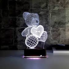 Elinde Kalp Tasiyan Sevimli 3d Led Lamba Ayicik Hediyemen Com Lamba Led Ayicik