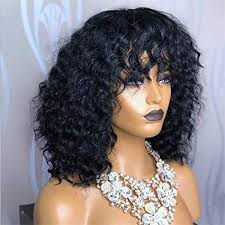 Entranced styles synthetic curly bob wig with bangs short bob wavy hair wig wine red color shoulder length wigs for women bob style synthetic heat resistant wig. Curly Bangs Wig Off 76 Medpharmres Com