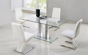 Buy glass table and chair sets and get the best deals at the lowest prices on ebay! Actona Glass Dining Table With 4 Designer Z Chairs In White Faux Leather Amazon C Rectangular Dining Room Table Dining Table Chairs Small Glass Dining Table