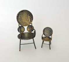 Vintage Miniature Coin Furniture Antique Coin Chairs Made From Foreign Coins 1800s Coins Coin Collector Vintage Miniatures Antique Coins Dollhouse Furniture