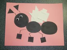 Kids Craft The Ant With Shapes Squares Triangles Circles Preschool Art Shapes Preschool Preschool Crafts