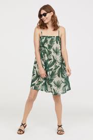 Sleeveless Jersey Dress Light Beige Green Patterned Women H M Us Dresses Jersey Dress A Line Dress