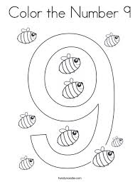 Practice writing the word earth coloring page; Color The Number 9 Coloring Page Twisty Noodle Coloring Home