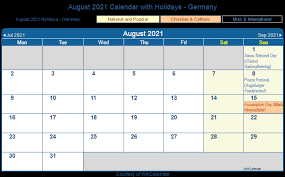 Doesn't get easier than that. August 2021 Calendar With Holidays Germany