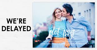 From a destination wedding to a swanky city celebration, there are so many ways to personalize your design to match the tone of your event. Wedding Postponed Introducing New Change The Date Cards