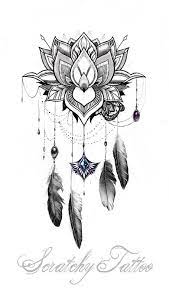 Scratchy Tattoo Mandala Moon Dream Catcher Flower Bow Tattoofeminin Bow Tattoo Designs Flower Tattoo Designs Pattern Tattoo