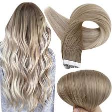Find great deals on ebay for blond and brown hair extensions. Fshine Blonde Tape In Hair Extensions Human Hair 22 Inch Balayage Color 8 Ash Brown Fading