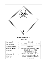 Scheduled waste label shall include: Scheduled Waste Labelling Sticker