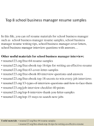 school business manager resume samples