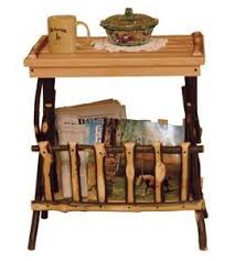 Amish Hickory Rustic End Table With Magazine Rack Rustic End Tables Magazine Table Handcrafted Table