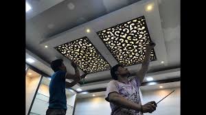 It can be used for feature wall, screening, partition, room divider, backlited wall panel etc. Mdf à¤œ à¤² False Ceiling à¤® à¤• à¤¸ à¤²à¤— à¤¯ Mdf Jali Fitting In False Ceiling Garment Store Design Youtube