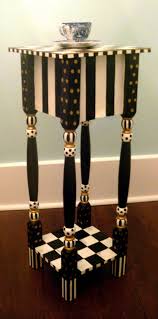 Black And White Striped End Table Whimsical Black And White Checkered Side Table Or Nightstand Etsy Whimsical Painted Furniture Whimsical Furniture Hand Painted Furniture