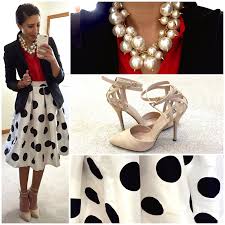 Black And White Polka Dot Skirt Outfit Pattern Play Polka Dot Skirt Outfit Stylish Women Fashion Dot Skirt Outfit