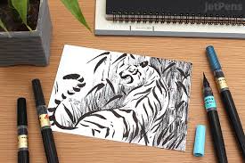 This was a good pen to experiment with. Pentel Standard Brush Pen Extra Fine Tip Jetpens