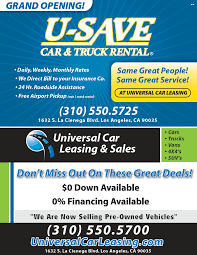 At ace rent a car, we do it right and we make it easy! U Save Car Truck Rental 1632 S La Cienega Blvd Los Angeles Ca 90035 Usa