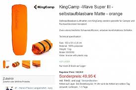 Ingesamt 32 günstige selbstaufblasbare isomatte im campingmatten sortiment (stand vom 24.10.2020). Kingcamp Wave Super Iii Selbstaufblasbare Matte 49 95 70 Gespart