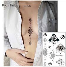 Beautiful henna tattoo designs henna, a shrub like plant, the leaves of which are grounded into powder form and made into paste. Bt06 Under Breast Sternum Temporary Tattoo With Lotus Um Yoga Pattern Body Art From Himalayastore 1 03 Dhgate Com