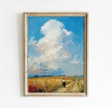 Wanderer in the Golden Fields Serene Countryside Printable Art for Home  Decor Art Academi