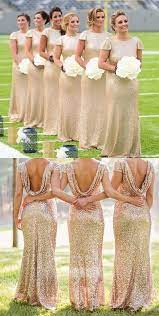 Elegant Gold Short Sleeves Floor Length Sequin Bridesmaid Dresses Affordable Bridesmaid Dress Sequin Bridesmaid Dresses Long Gold Bridesmaid Dresses Affordable Bridesmaid Dresses