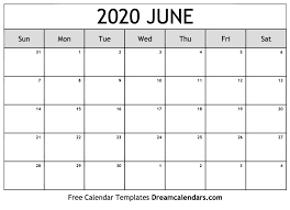 Monthly calendar for june 2021. June 2020 Calendar Free Blank Printable Templates