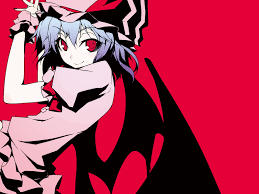 The nanny blue hair vs. Video Games Touhou Wings Dress Blue Hair Vampires Red Eyes Short Hair Hats Pink Dress Remilia Scarlet Simple Background Anime Girls Red Background Bat Wings Shingo Missing Link Wallpapers Hd Desktop